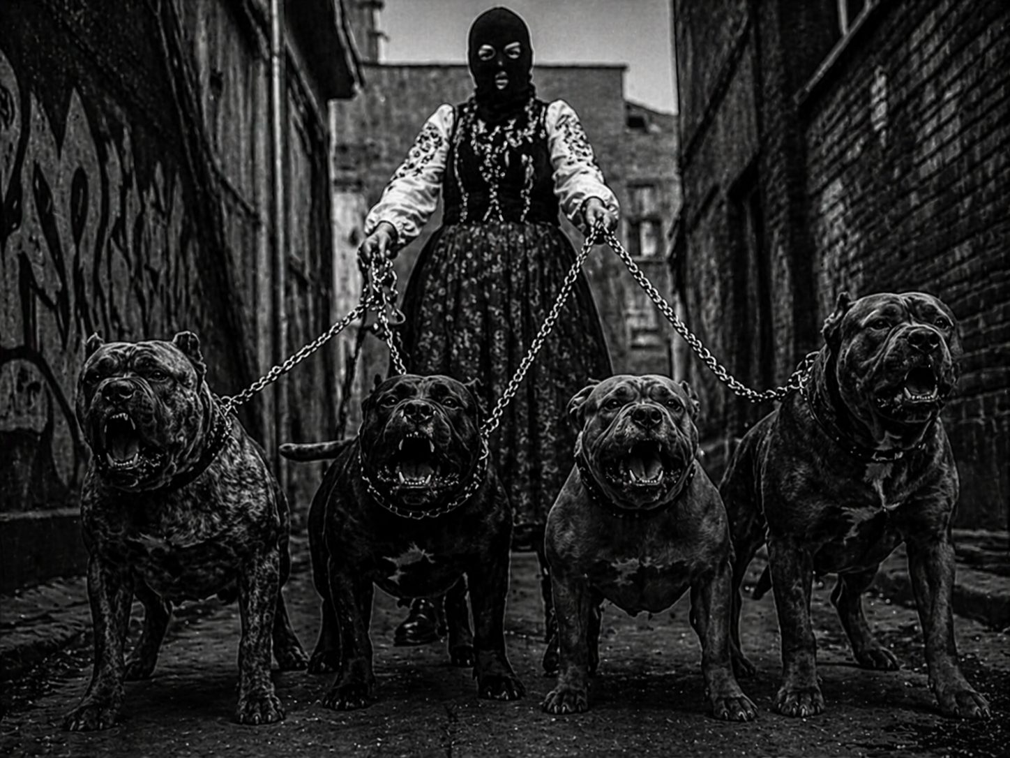 Dogs in alley